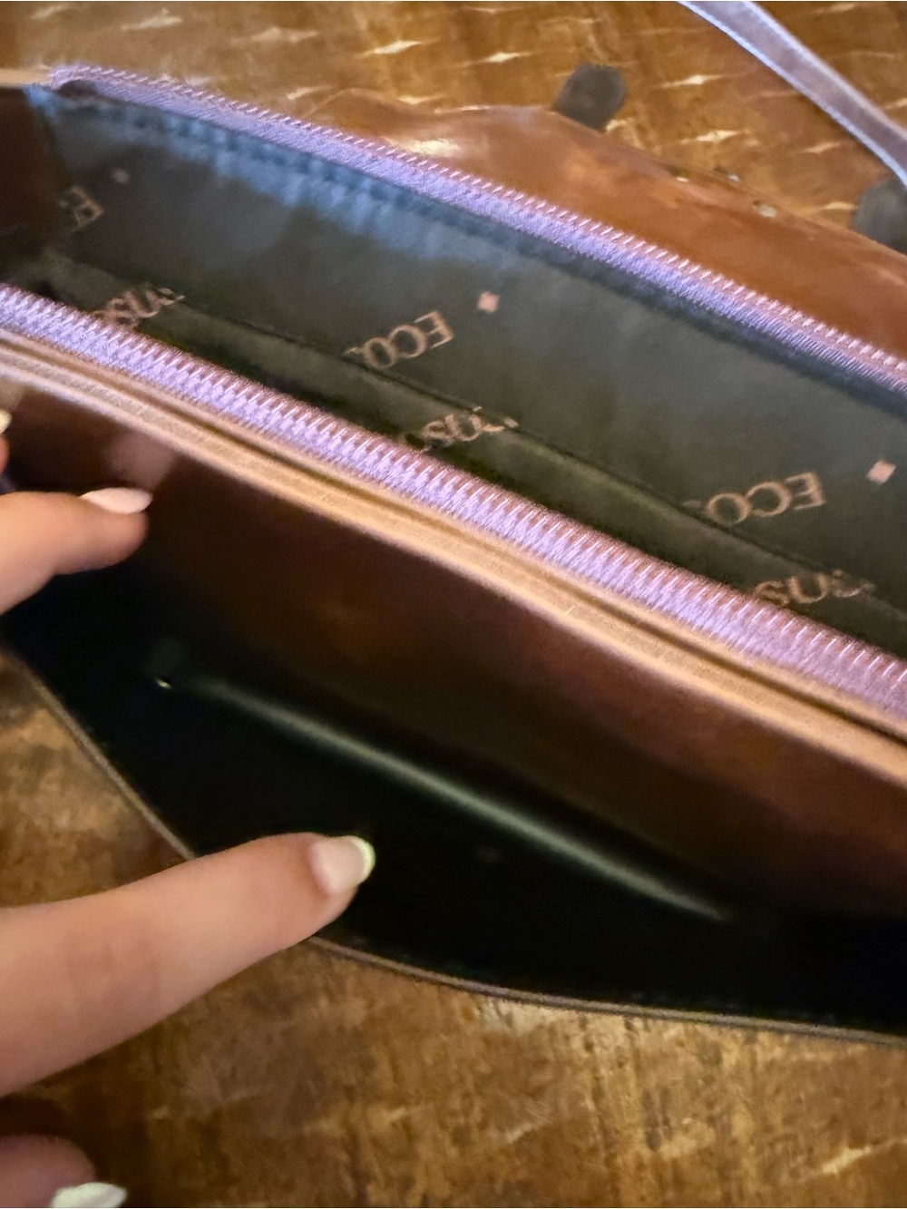 Leather Two-Tone Brown Crossbody Messenger Bag - Picture 5 of 9